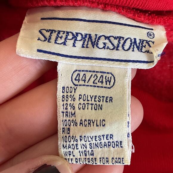 Vintage 80s Steppingstone Color Block Christmas Knit Crewneck Sweater Candy Cane - Picture 7 of 9